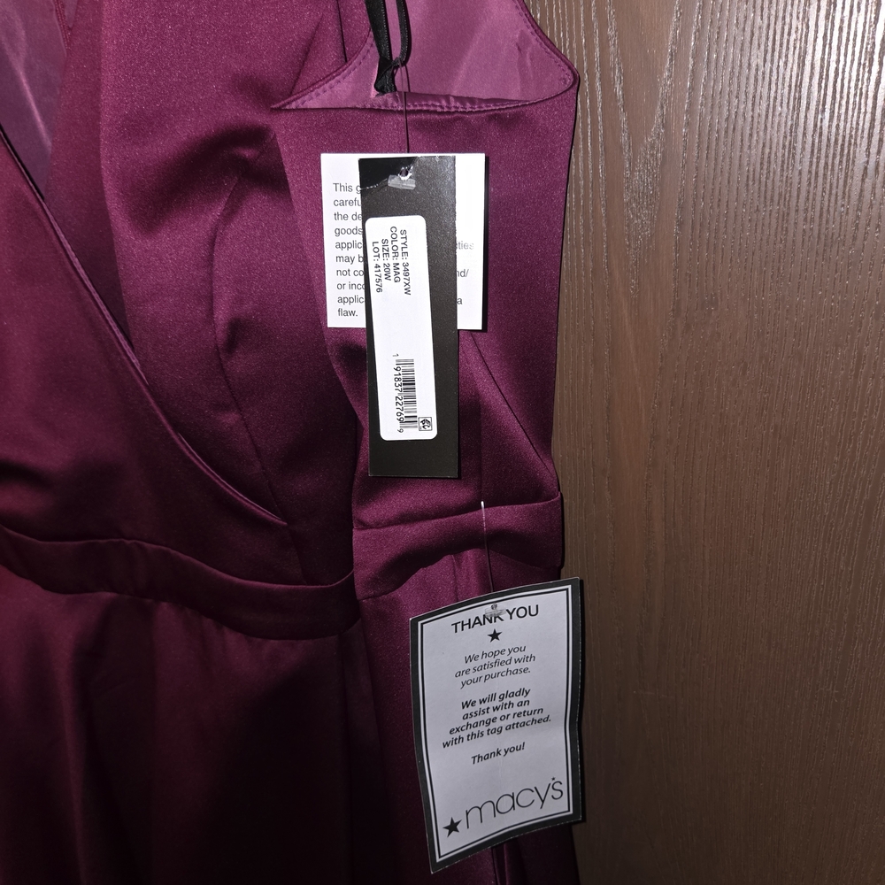 Xscape Satin Prom Dress in Magenta - Picture 3 of 5